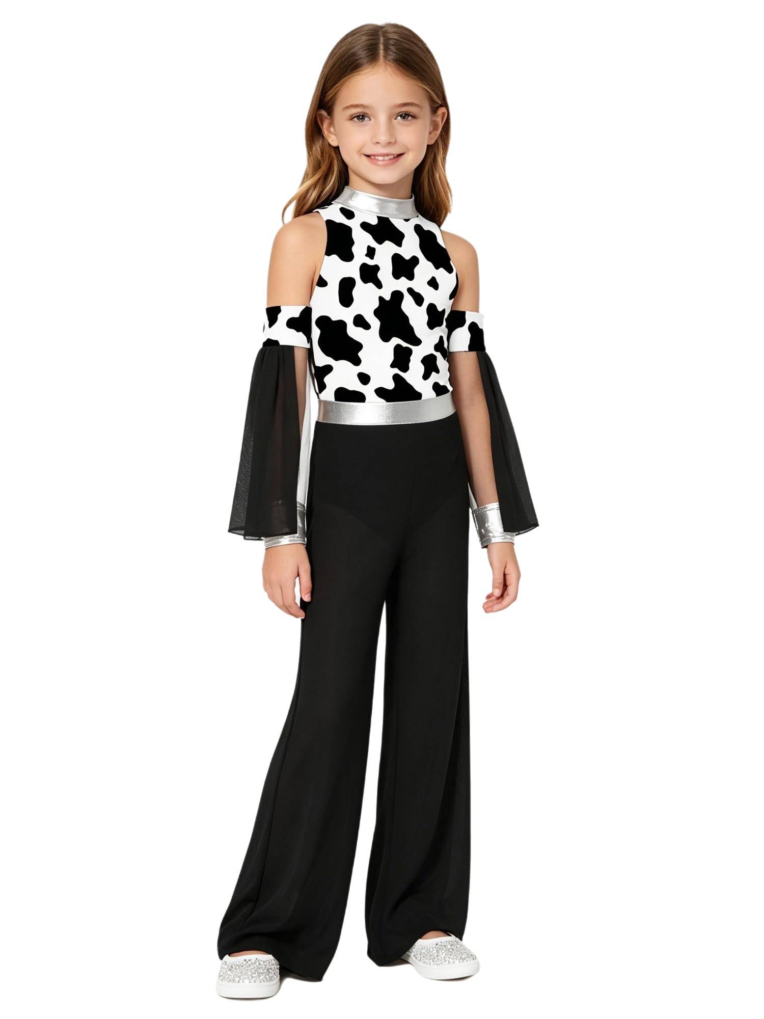 Kids Girls Cave Costumes Dancewear Jumpsuit Dress-Up Romper Design Patchwork