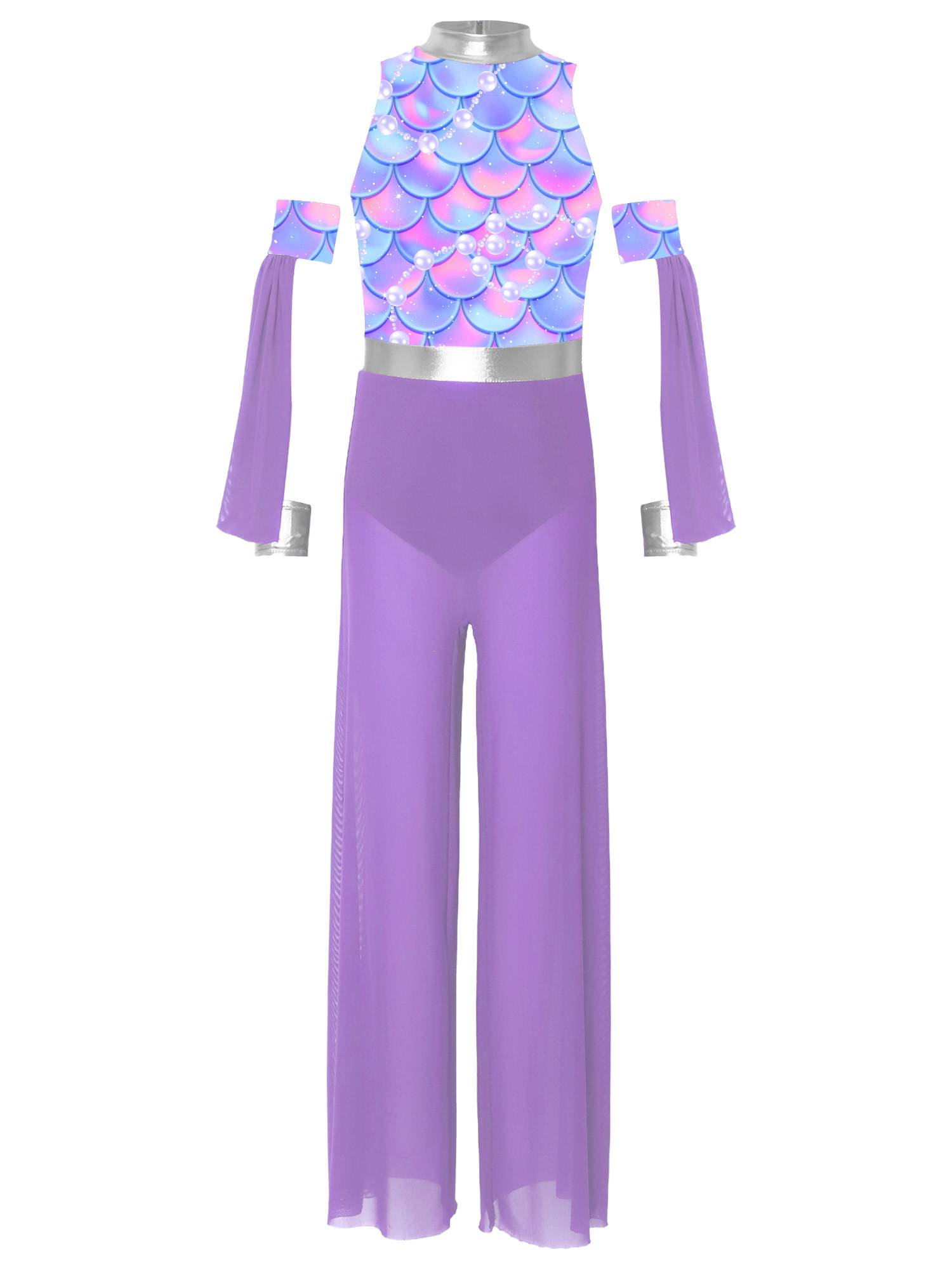 Kids Girls Cave Costumes Dancewear Jumpsuit Dress-Up Romper Design Patchwork