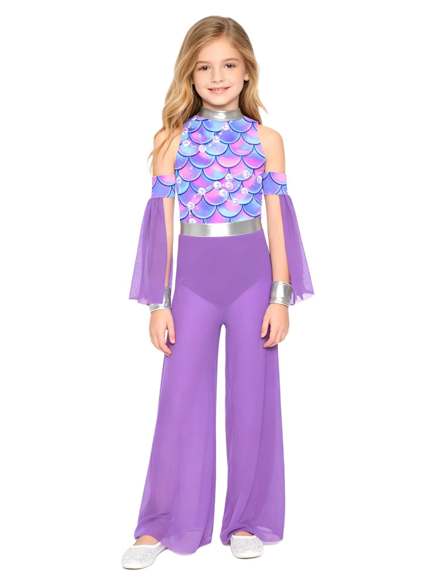 Kids Girls Cave Costumes Dancewear Jumpsuit Dress-Up Romper Design Patchwork
