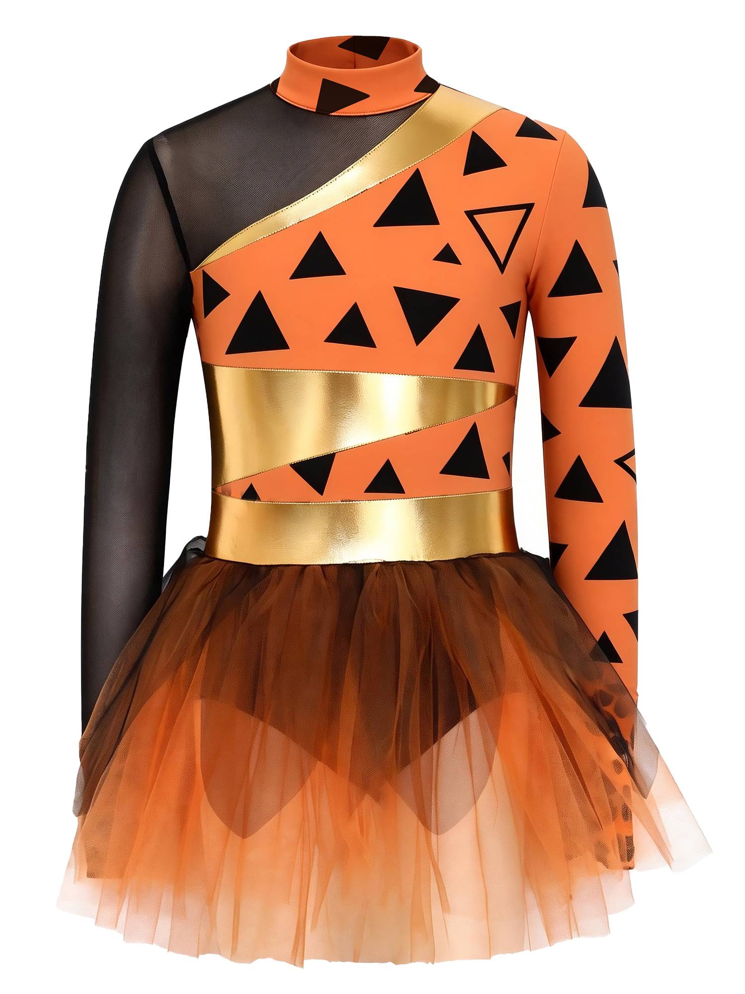Girls Mesh Metallic Ballet Skirt Costume Unitard Dress Outfits Dancewear Show