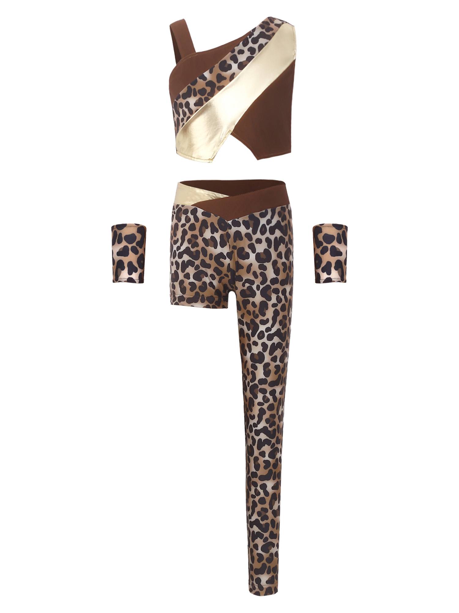 Kids Girls Leopard Print Dress Up Cavegirl Costume Halloween Outfit Photo Show