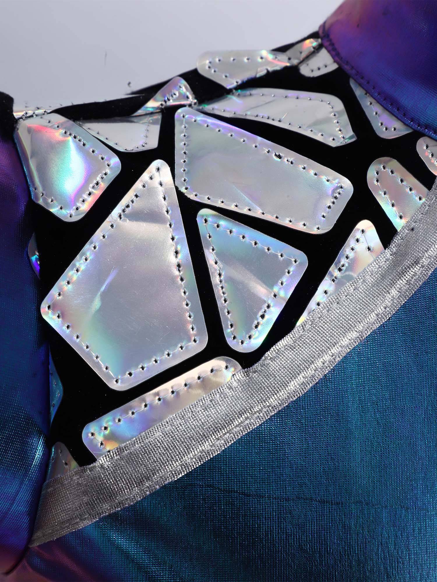 Girls Space Galaxy Leotard Metallic Cap Sleeve Bodysuit for Halloween Cosplay