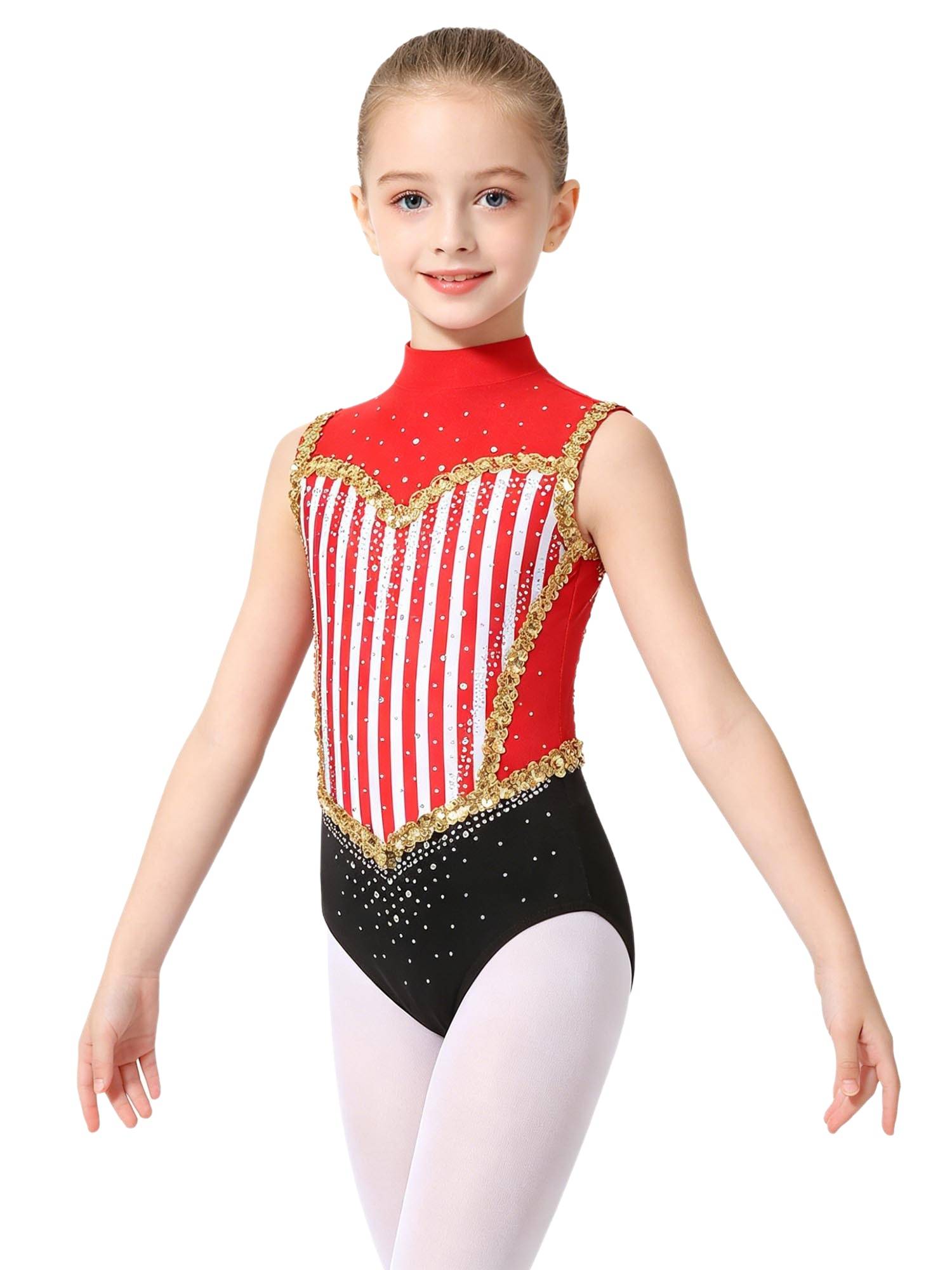 Kids Girls Leotard Performance Bodysuit Carnival Ringmaster Circus Cosplay Show