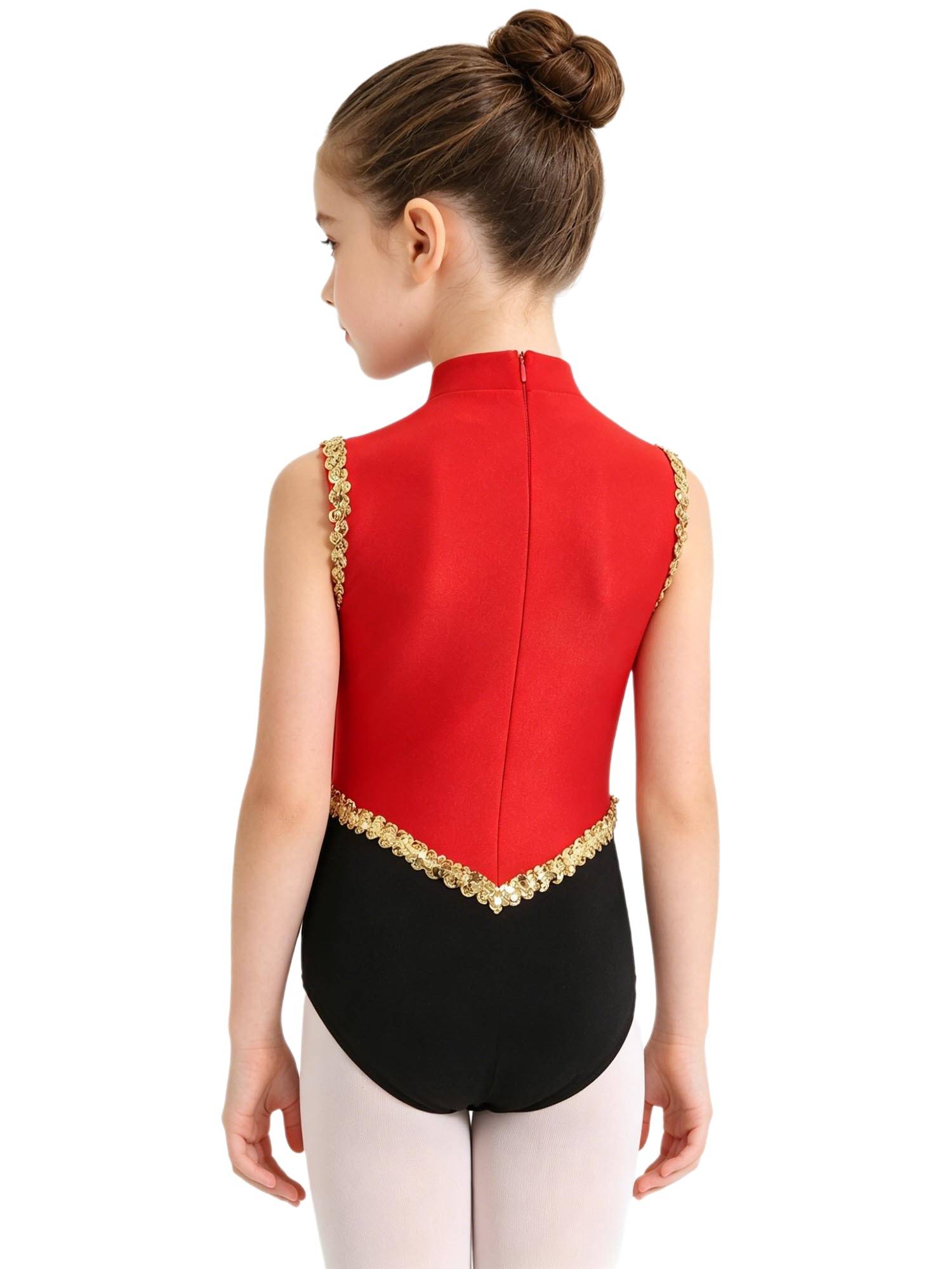 Kids Girls Leotard Performance Bodysuit Carnival Ringmaster Circus Cosplay Show