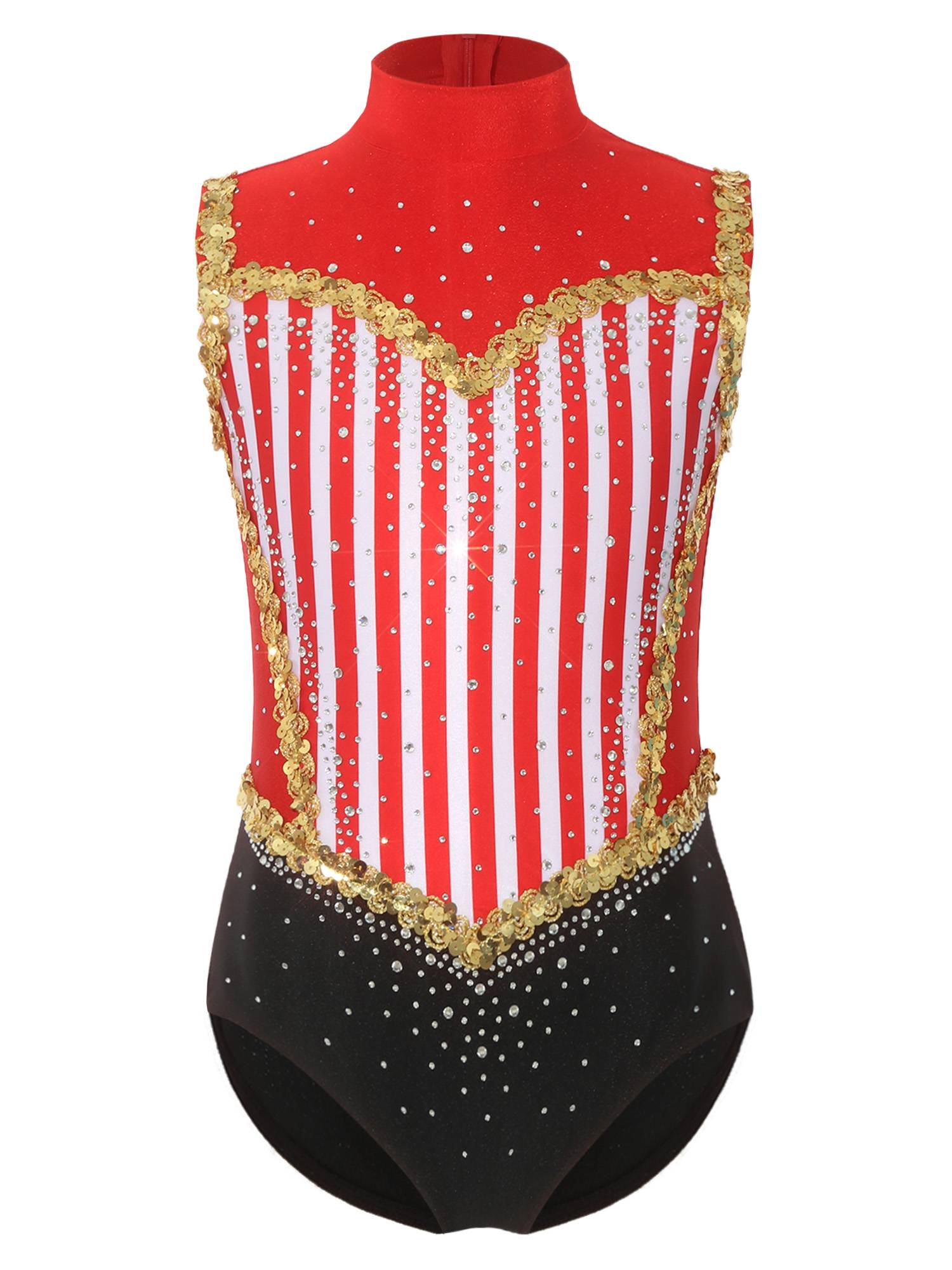 Kids Girls Leotard Performance Bodysuit Carnival Ringmaster Circus Cosplay Show