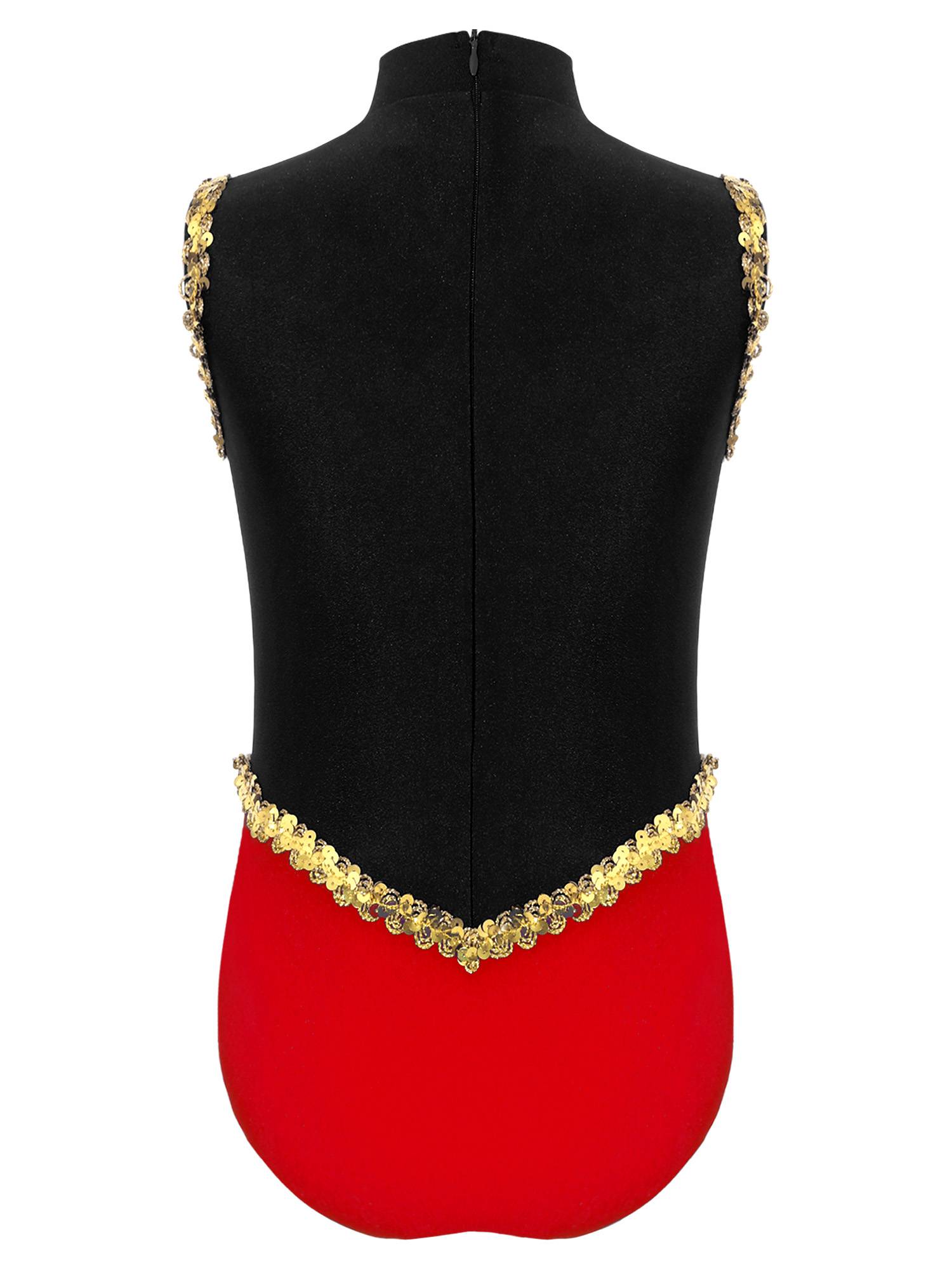 Kids Girls Leotard Performance Bodysuit Carnival Ringmaster Circus Cosplay Show