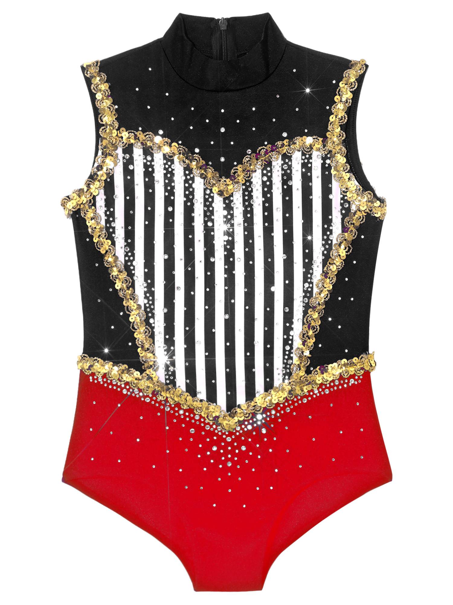 Kids Girls Leotard Performance Bodysuit Carnival Ringmaster Circus Cosplay Show