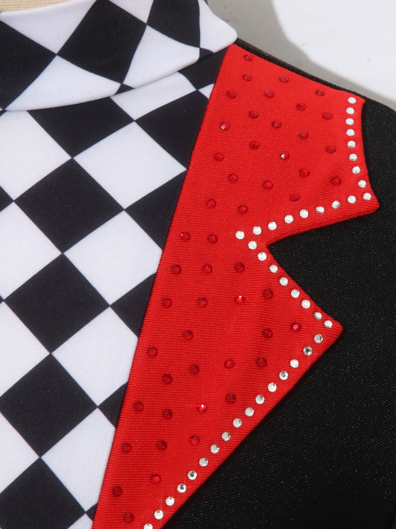Girls Long Sleeve Rhinestone Circus Ringmaster Jumpsuit for Halloween Masquerade
