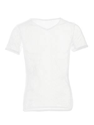 Men Short Sleeve V Neck Mesh See-Through Jazz Dance T-shirt back image