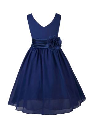 Toddler/Kids Girls Flower and Bowknot Ball Gown Chiffon Dress front image