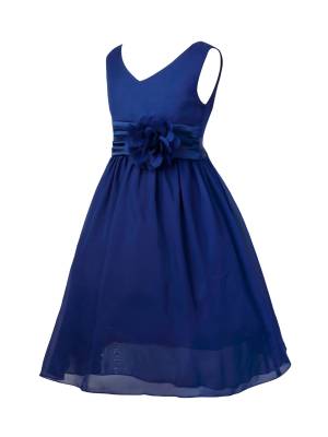 Toddler/Kids Girls Flower and Bowknot Ball Gown Chiffon Dress back image