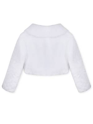 Girls Faux Fur Long Sleeve Coat Wedding Birthday Party Jacket back image