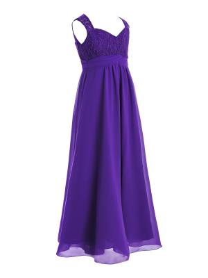 Toddler/Kids Girls Chiffon Lace High-Waist Dress back image