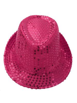 Kids Solid Sequins Fedora Hat for Party back image