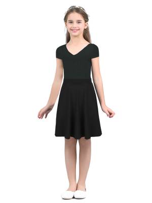 Girls Solid Color Knee Length A-Line Lyrical Dance Skirt back