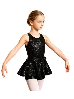 Kids Girls Backless Sequined Bowknot Jazz Tap Dance Leotard Dress Front