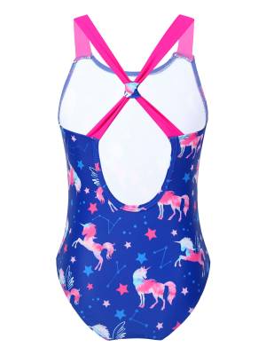 Kids Girls Sleeveless Unicorn Pattern One-Piece Swimsuit back image