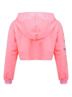 Kids Girls Long Sleeves Butterfly Print Cropped Hoodies back image