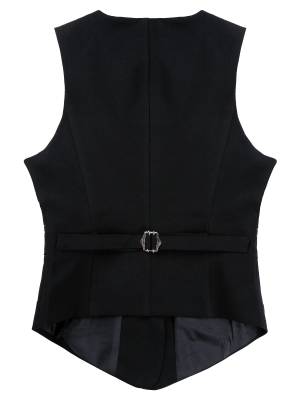 Women V Neck Double-Breasted Button Party Vest back image