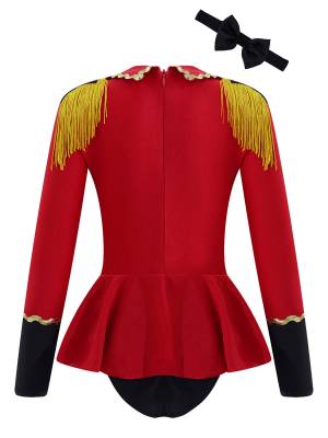Kids Girls Long Sleeves Tassel Circus Costume Jumpsuit back image