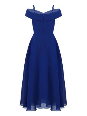 Kids Girls Chiffon Off-Shoulder Maxi Party Dress back image