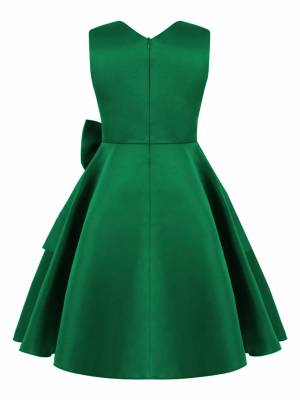 Kids Girls Bowknot Stain A-line Party Dress back image