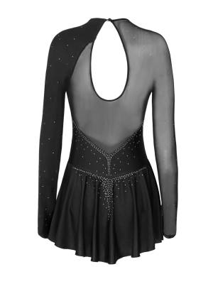 Women Long Sleeves Figure Skating Mini Dress back image