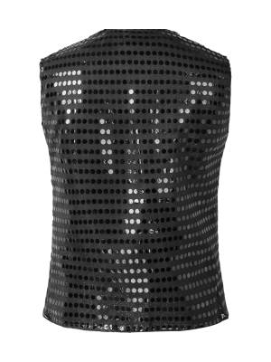 Kids Boys Sleeveless Sequins Solid Color Vest back image