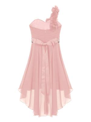 Kids Girls 3D Flower High-Low Party Dress back image