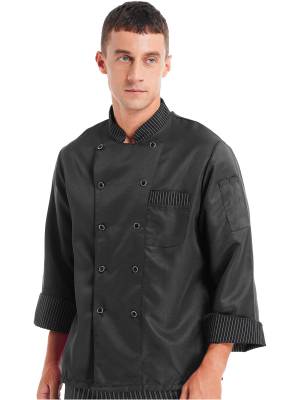 Men Long Sleeve Button Down Pocket Chef Coat back image