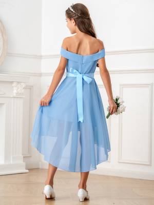 Kids Girls Off-Shoulder High-Low Dress back image