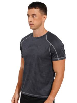 Men Short Sleeve Breathable Quick-drying Running Sport T-shirt back image