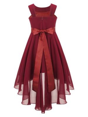 Kids Girls 3D Flower Chiffon High-Low Party Dress back image