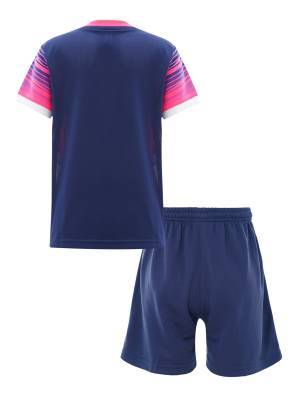 Kids Boys 2pcs V Neck Short Sleeve T-shirt and Shorts Football Uniform Set back image