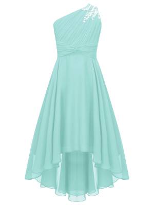 Kids Girls Sequin One Shoulder High-Low Dress front image
