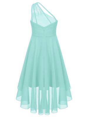 Kids Girls Sequin One Shoulder High-Low Dress back image