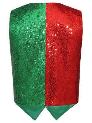 Kids Boys Christmas Colorblock Sequin Sleeveless Laple Waistcoat back image