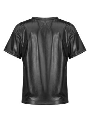 Girls/Boys Metallic Shiny Short Sleeve Round Neck Dance T-shirt back image