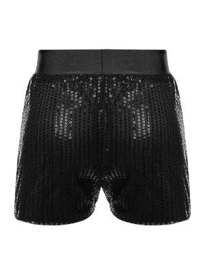 Kids Girls Allover Sequins Jazz Dance Shorts back image
