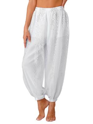 Women Sequined Dots Chiffon Belly Dance Pants back image
