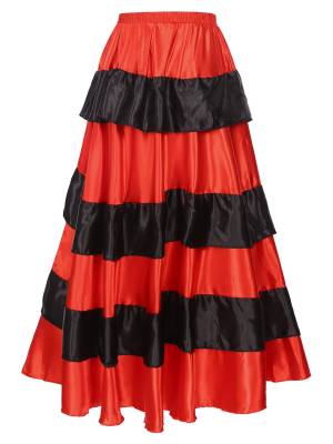 Women Tiered Ruffles Flamenco Dance Skirt back