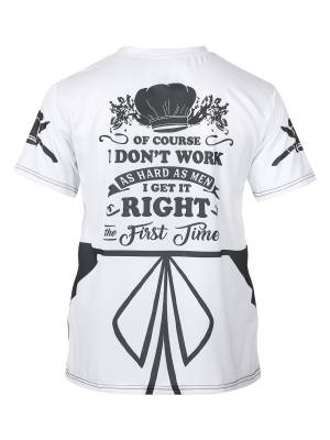 Men Creative Color Block Printed Short Sleeve Chef T-shirt back image