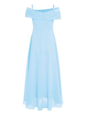 Kids Girls 3D Flower Applique A-Line Chiffon Junior Bridesmaid Dress back image