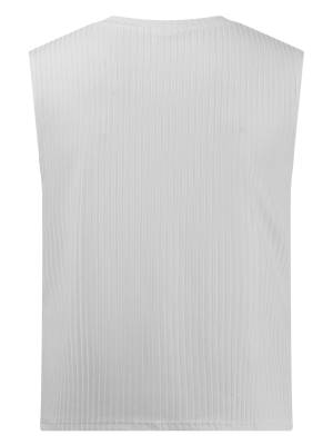 Men V Neck Ribbed Solid Color Sleeveless Sports Tank Top back image