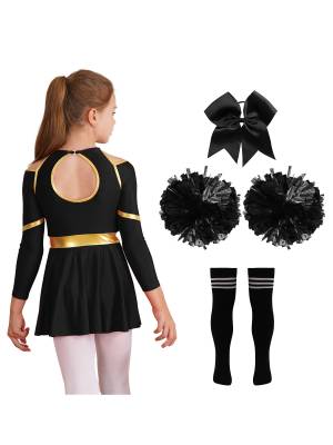 Kids Girls Cheerleading Dance Outfits Letter Print Leotard Dress Set back image