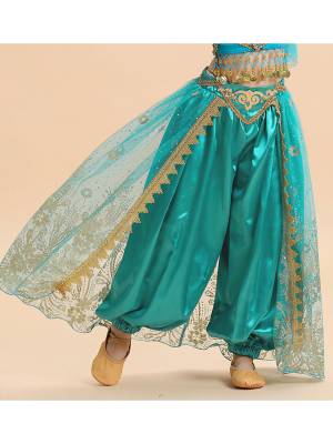Kids Girls Belly Dance Satin Bloomers Elastic Waistband Pants back image