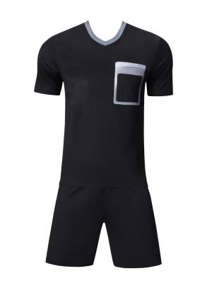 Men 2pcs Soccer Referee Set V Neck Short Sleeve T-shirt and Shorts front image