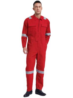Men Long Sleeve 100% Cotton Reflective Strips Dustproof Dungarees Jumpsuit back image