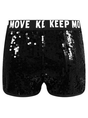 Kids Girls Sparkling Sequin Letters Print Jazz Dance Shorts back image