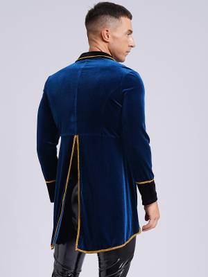 Men Velvet Long Sleeve Lapel Blazers Jacket for Halloween back image